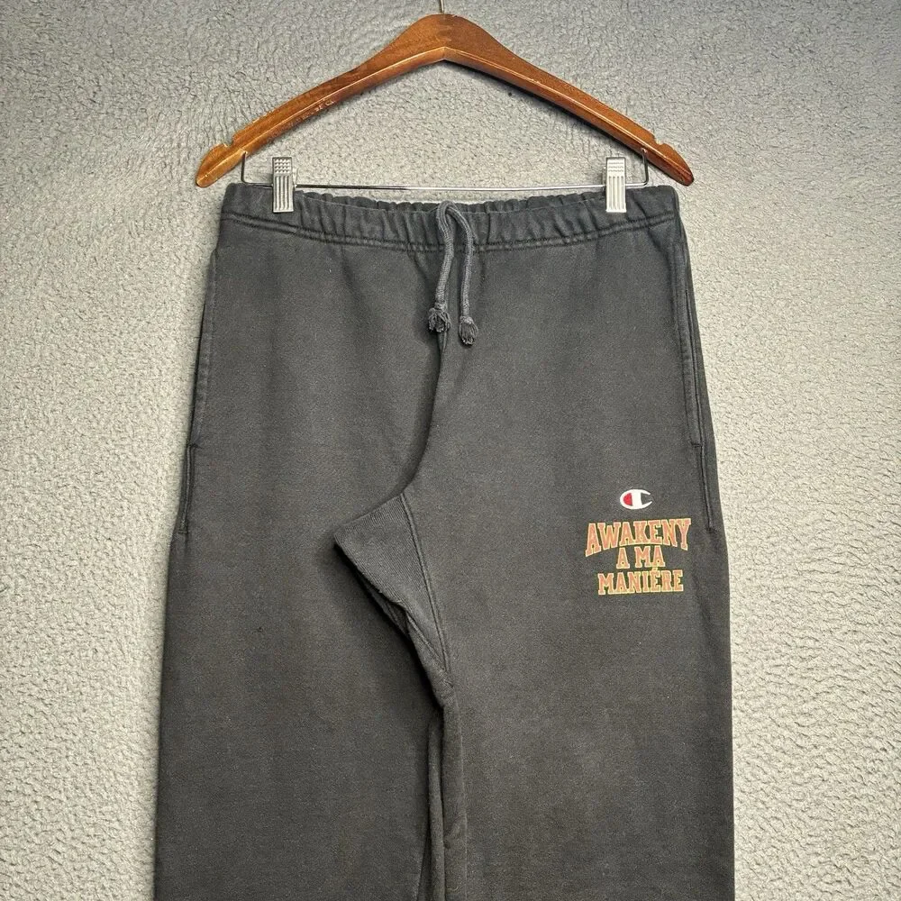 Champion x A Ma Maniere x Awake NY Sweatpants Black Size Small Drawstring